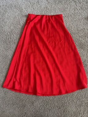 Amazon-Red A-Line Midi Skirt